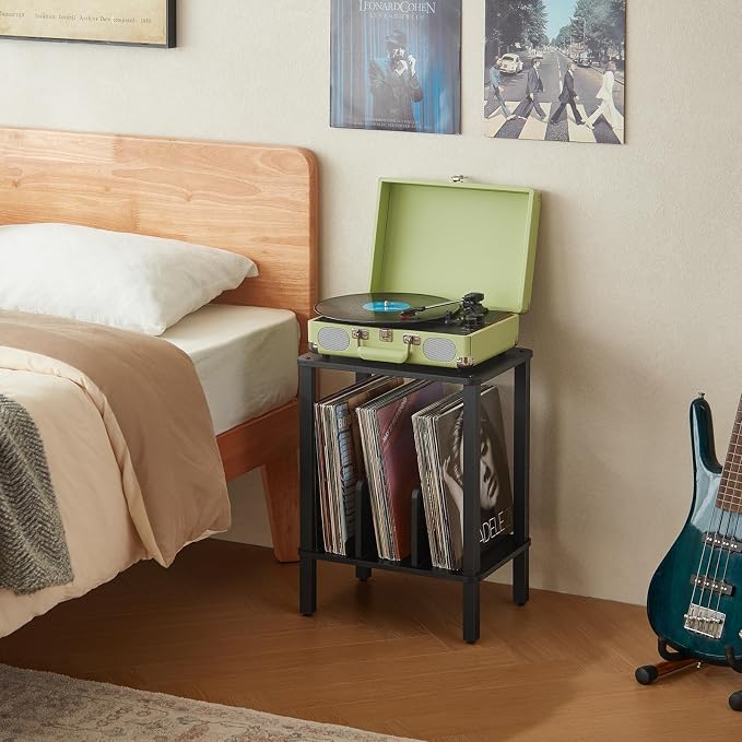 LELELINKY 2-Tier Bamboo Record Player Stand Set of 2 - Image 8