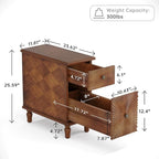 Solid Wood Sunburst End Table Set of 2, No Assembly Required 2 Drawers Sofa - Image 2