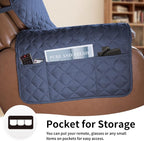 Easy-Going Reversible Couch Cover, Oversized Recliner, Dark Blue/Ivory | - Image 3