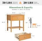 AMERLIFE 24" Wood Nightstand, Vintage Bedside Table - Image 2