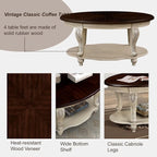 Oval Wood Coffee Table for Living Room, 2-Tier Solid Wood Coffee Table - Image 5