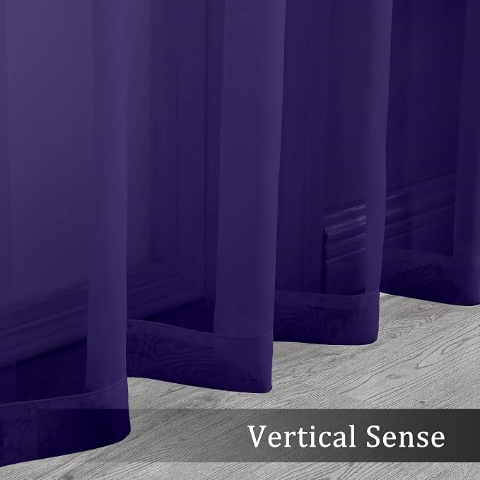 Purple Sheer Curtains 96 Inch Length, Elegant Sheer Curtains - Image 6