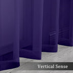 Purple Sheer Curtains 63 inch Length 2 Panels Set, Rod Pocket Voile Fimly Sheer - Image 3