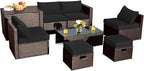 Tangkula 8 Piece Patio Furniture Set, Patiojoy Outdoor Space Saving PE Rattan by TANGKULA