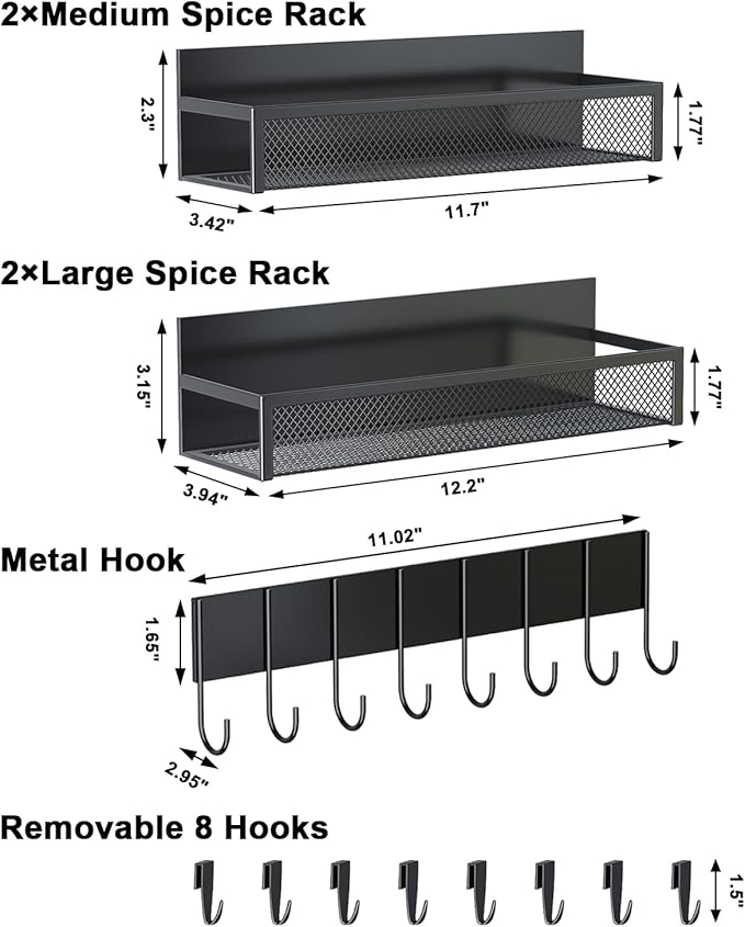 Aufworld Magnetic Spice Rack for Refrigerator, 5 Pack Magnetic Shelf, Moveable - Image 2