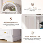 Arched Display Cabinet with Glass Doors, 4-Tier Display Case - Image 6
