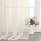 Cream Sheer Curtains 48 Inch Length 2 Pcs, Rod Pocket Light Filtering Voile - Image 7
