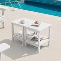 SERWALL 2-Tier HDPE Outdoor Side Tables Set of 2, Weatherproof Rectangular by SERWALL