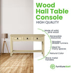 Furniture Dash Solid Wood Hall Table Console 47.9" W, 12.6" D, 28.8" H - Image 3