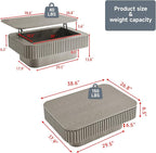 Lift Top Coffee Table for Living Room, Rectangle Handmade Solid Wood Strips - Image 3