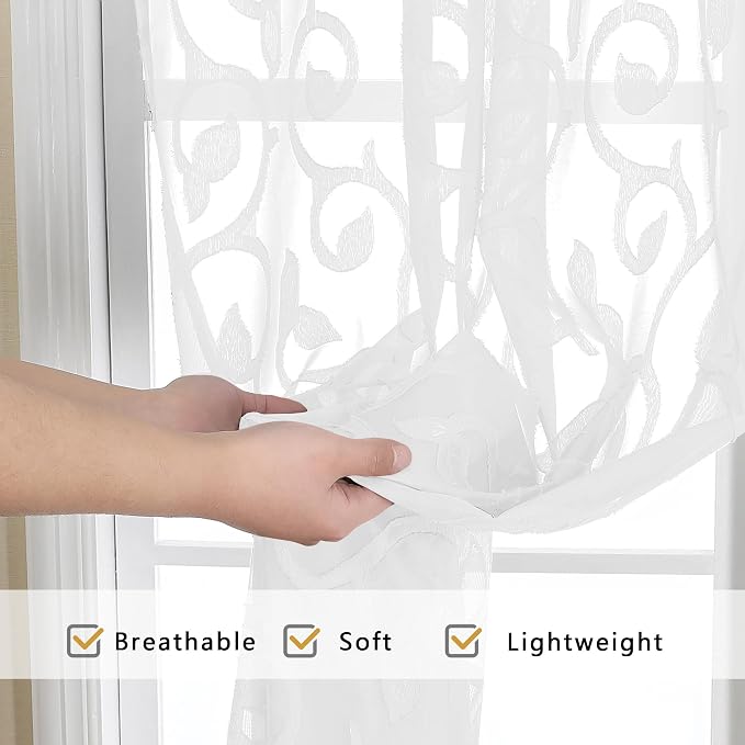 Furman Extra Long Sheer White Curtains 96 inches Long - Image 6