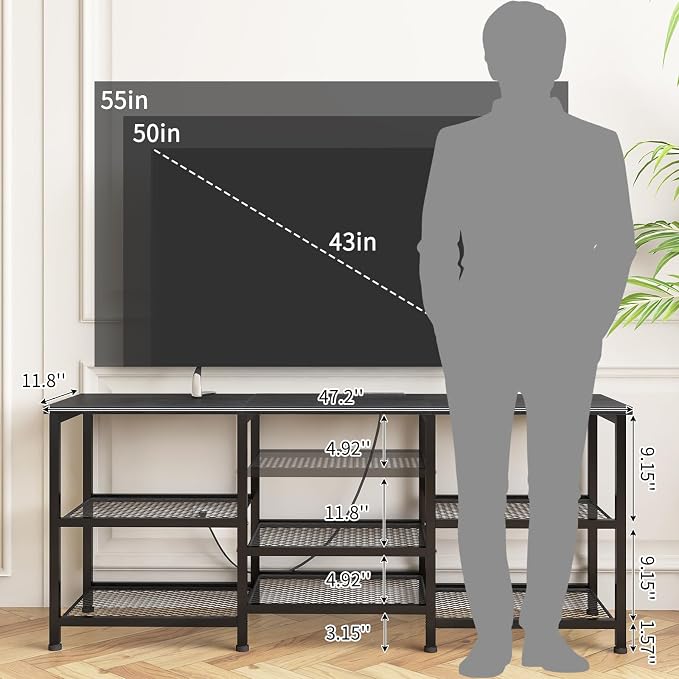 YGEOMER Entertainment Center for TVs Up to 55 Inch, Entertainment Stand - Image 2