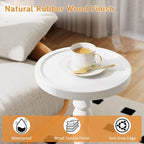 Solid Wood Drink Table, Rubber Wood‌ Small Round Side Table - Image 4