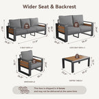 Aoxun Aluminum Patio Furniture Set, 7 Seats Luxury Metal Patio Conversation Sets - Image 2