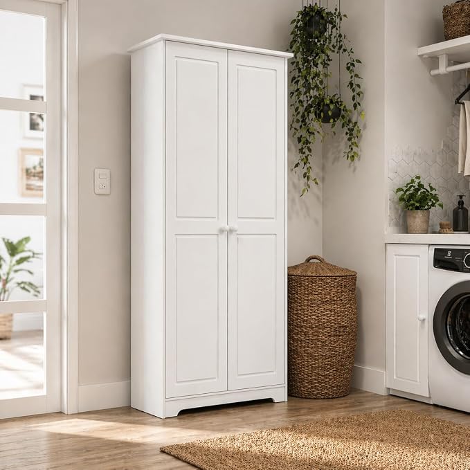 From the Tree Furniture Solid Pine Pantry Cabinet — 72" Tall White Kitchen - Image 6