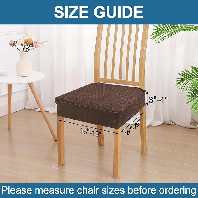 Smiry Waterproof Seat Covers for Dining Room Chairs Set of 2, Stretch Jacquard - Image 2