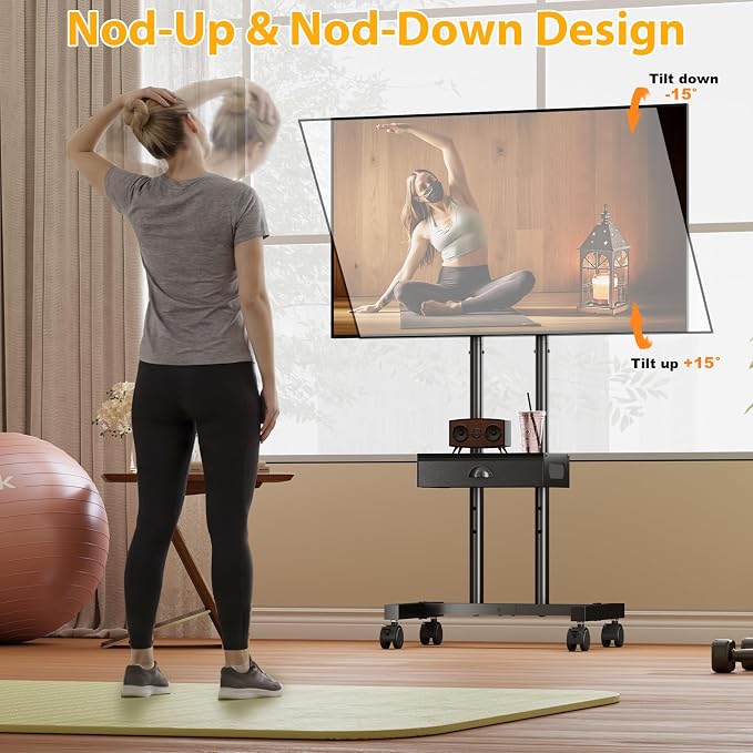 Hayexiha Rolling TV Stand with Drawer - Image 3