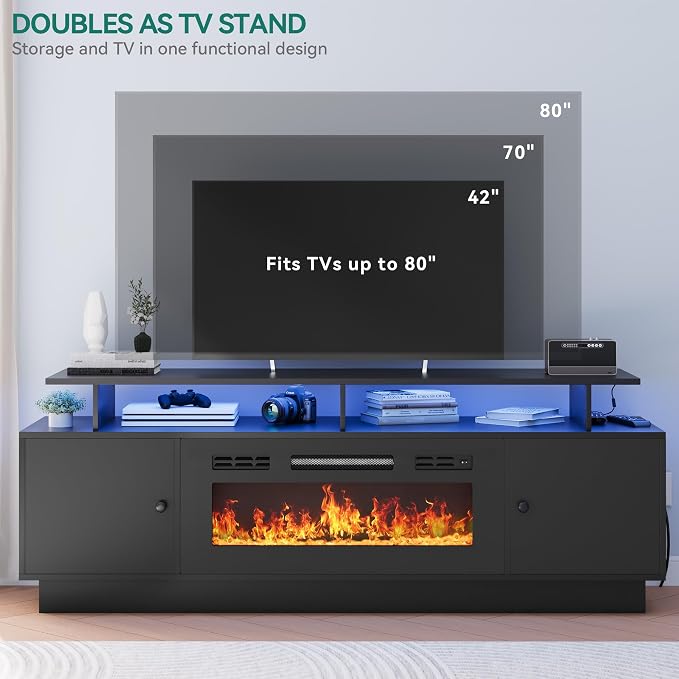 YITAHOME TV Stand with 36" Electric Fireplace, Modern Entertainment Center with - Image 4