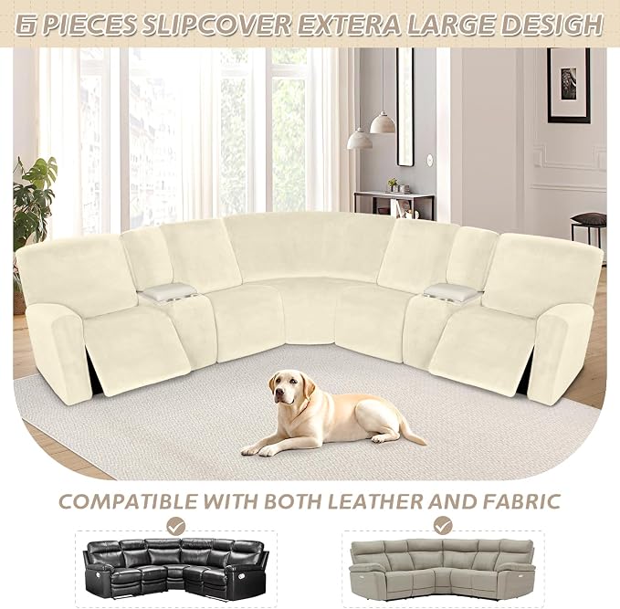 Arfntevss Sectional Recliner Couch Covers Velvet Washable Corner Sectional Sofa - Image 3
