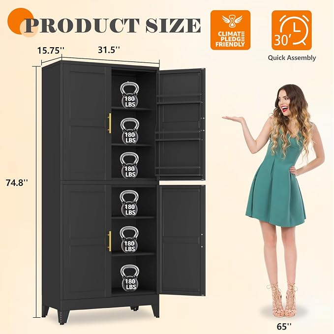 GAIOUS 74.8" Tall Metal Food Cabinet, Storage Cabinets - Image 2