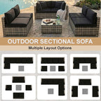 KIGOTY 7-Piece Patio Furniture Set, All-Weather PE Rattan Outdoor Sectional Sofa - Image 4