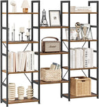 NUMENN Triple Column 4 Tier Bookshelf, Bookcase by NUMENN