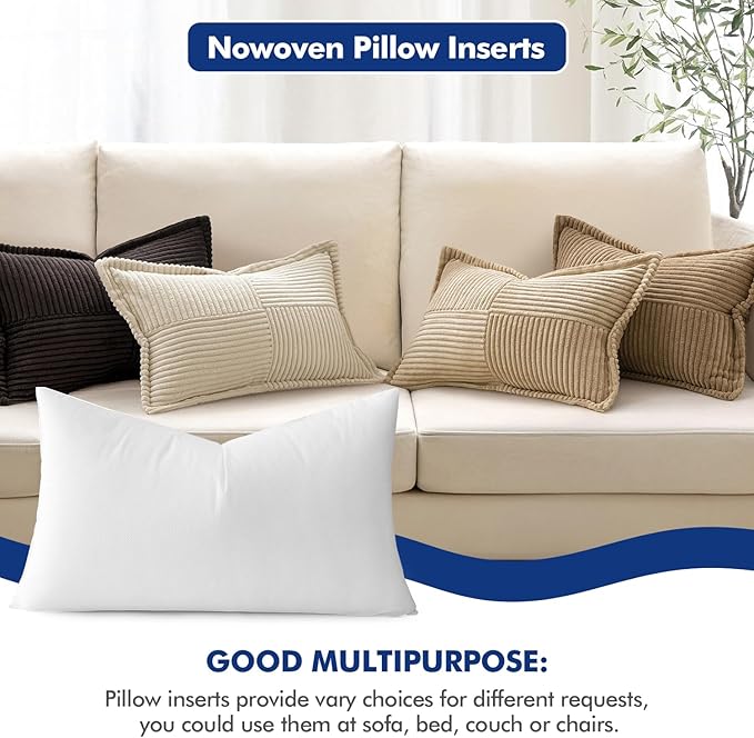 MIULEE Pillow Insert 16x24 Inch Decorative Rectangle Throw Pillow Inserts | - Image 4