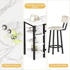 AWQM 3-Piece Bar Table and Chairs Set, Modern White Faux Marble Table - Image 6