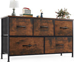 OLIXIS 5 Drawer Dresser for Bedroom, Wide Fabric Storage Tower by OLIXIS
