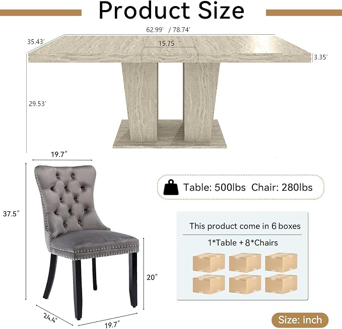 Henf 9 Pieces Extendable Dining Table Set - Image 3