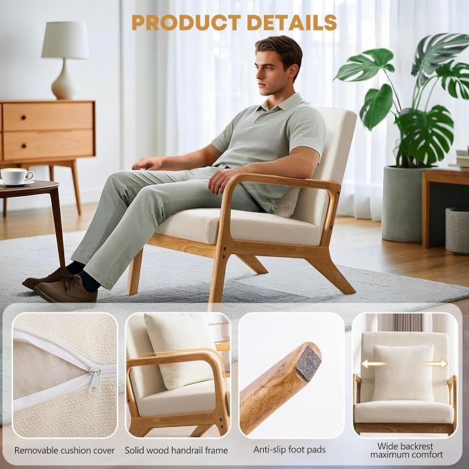 ELUCHANG Mid-Century Modern Accent Chair - Image 7