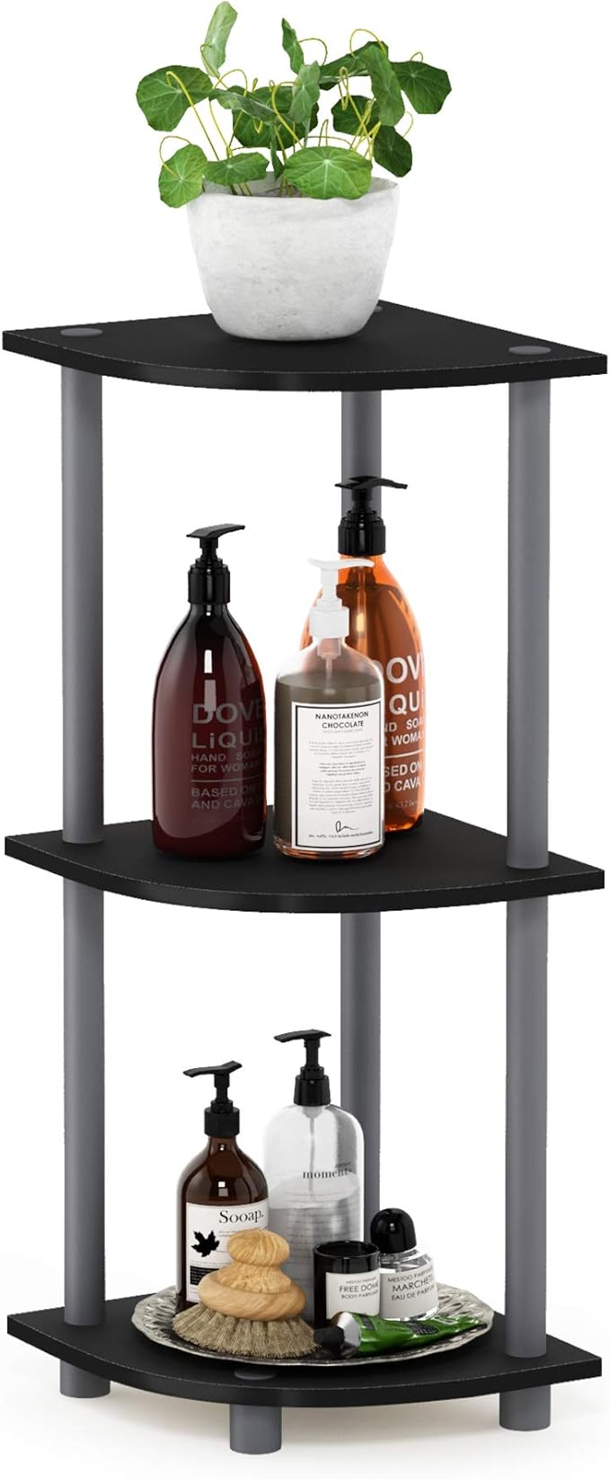 Furinno TURN-N-TUBE Corner Shelf, 3-Tier Corner Bookshelf, Display Storage by Furinno-FitsYourSpaceFitsYourBudget