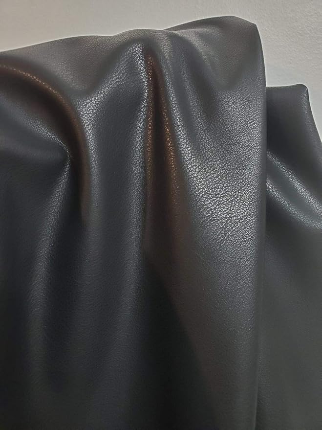Black Faux PU Leather by The Yard Synthetic Pleather 0.7 mm Nappa 1 Yard - Image 2