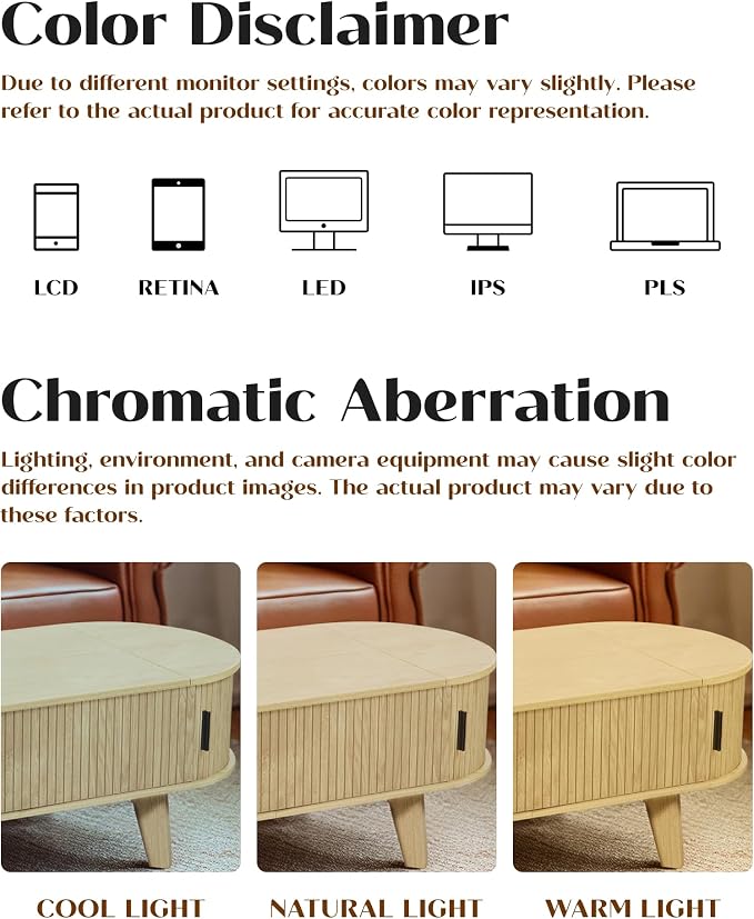 Oval Coffee Table with Storage, 47.2" Lift Top Coffee Table - Image 9