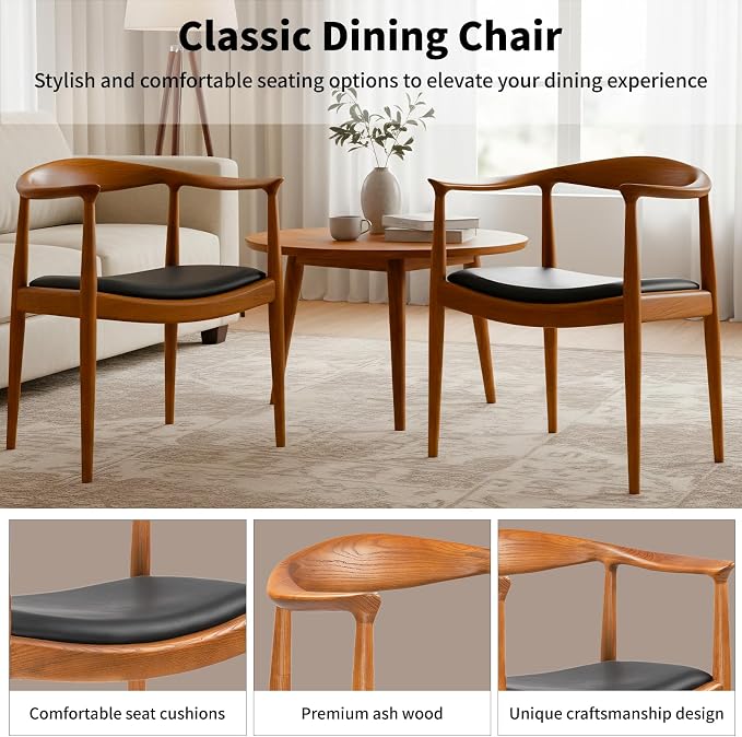 Kennedy Armchair, Mid Century Modern Dining Chair, PU Upholstered Kennedy Chair - Image 6
