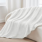 BEDELITE Striped Fleece Throw Blanket, Bright White, Soft Cozy, Lightweight Warm - Image 8