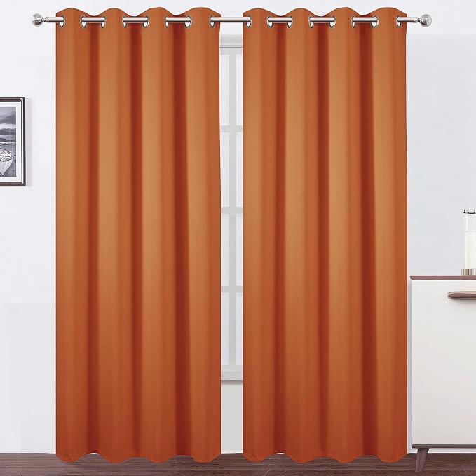 Blackout Curtains 52 x 84 inch/Orange Curtains Set of 2 Panels/Thermal by Lemomo