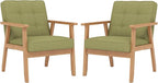 Modern Accent Chair with Arm Rest Set of 2, Upholstered Linen Fabric Leisure by Unknown