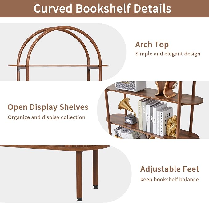 71" Tall Fluted Arched Bookshelf - Image 7