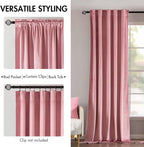 MIULEE Velvet Curtains 52x84 inches 2 Panels Blush Pink Blackout Curtains | - Image 2