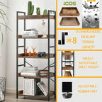 HCHQHS Adjustable 5 Tier Open Bookcase, Rustic Farmhouse Book Shelves, - Image 5