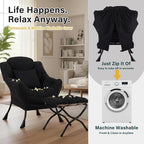 Lazy Chair with Ottoman, Large Accent Chair with Ottoman and a Throw Pillow - Image 6