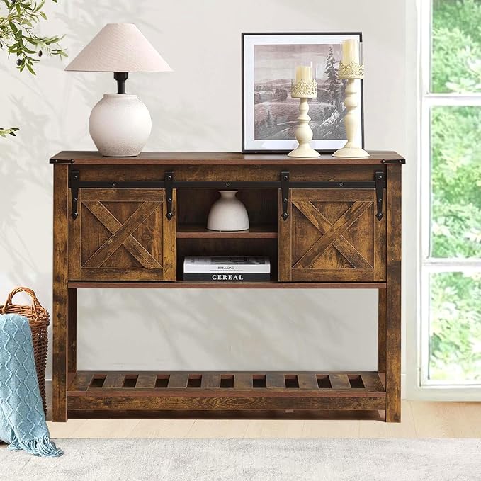 Brown Farmhouse Entryway Table, Rustic Hallway Table - Image 9