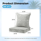 Sunbrella Outdoor Deep Seat & Back Cushion Set, 24 x 24 Inch Water Repellent - Image 3
