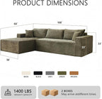 108" Boneless Couch Modular Sectional Sofa, L-Shaped Couch - Image 2