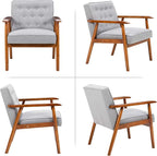 UNICOO® Mid-Century Retro Modern Accent Chairs, Solid Wood Armrest Lounge - Image 5