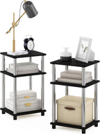Furinno JUST Side Table Set of 2, 3-Tier Modern End Tables, Open Shelves Night by Furinno-FitsYourSpaceFitsYourBudget