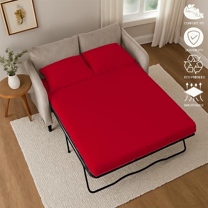 Sleeper Sofa Bed Sheet, 100% Cotton 400 Thread Count, 4 Piece Set, Deep Pocket - Image 5