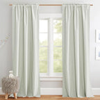 NICETOWN 100% Blackout Light Green Linen Curtains 90" Length - Image 2