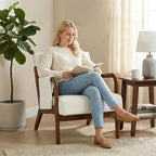 DUMOS Mid Century Modern Accent Chair, Upholstered Armchair - Image 7